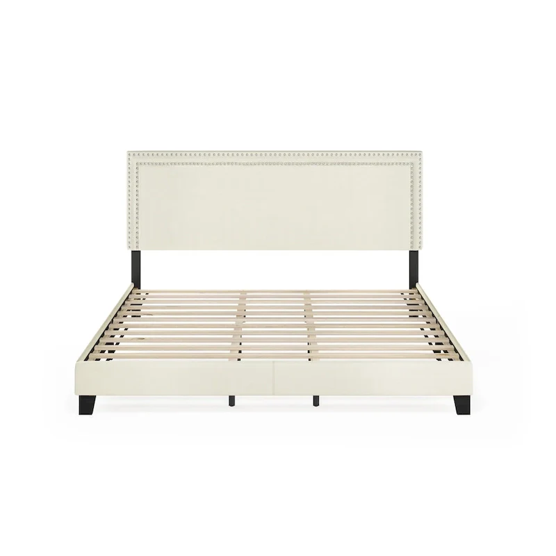 Furinno Laval Double Row Nailhead Bed Frame