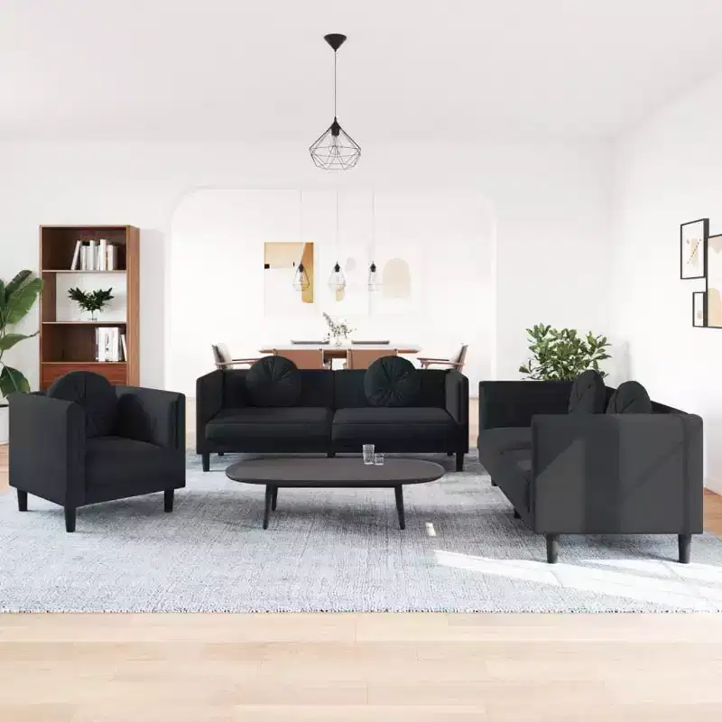 vidaXL Sofa Set with Pillows Accent Upholstered Settee Living Room Velvet