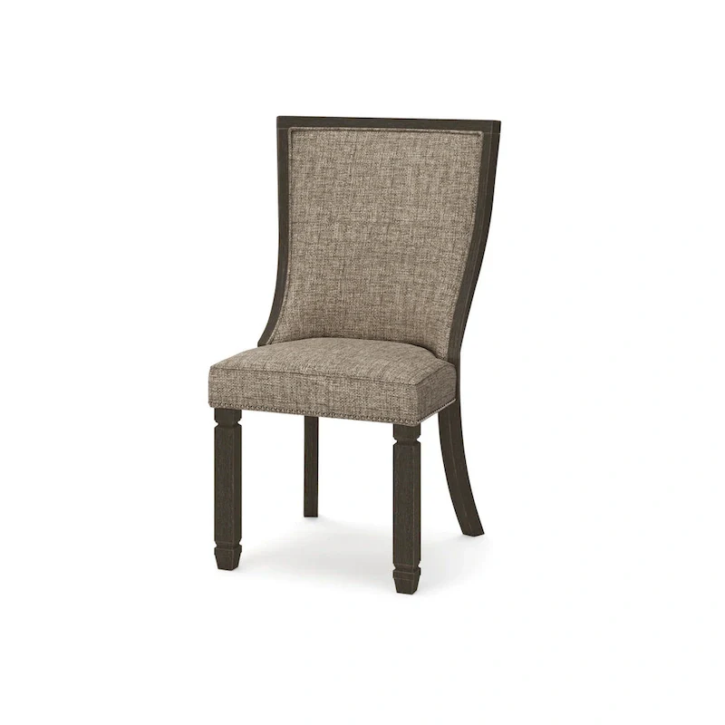 Trekk Dining Side Chair Set of 2, Black, Gray Brown Woven Polyester