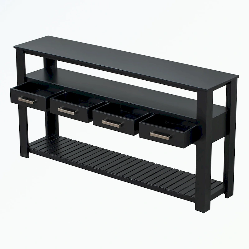 Console Table with 4 Drawers and 2 Shelves