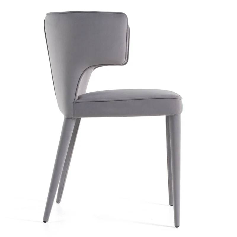 Modrest Lucero Modern Grey Velvet Arm Dining Chair
