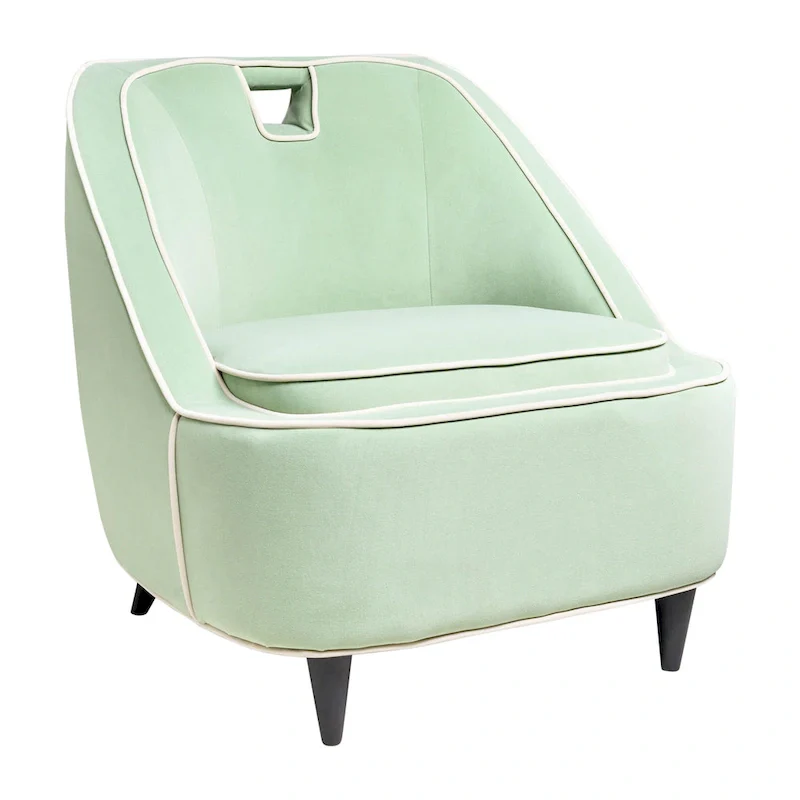 Two-Tone Upholstered Accent Chair - Green/Blue, Single Seat