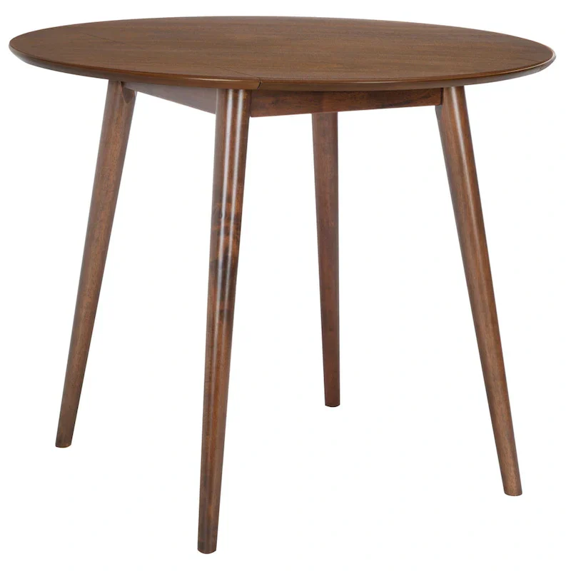 Dark Wood Folding Round Dining Table - Seats 2-4