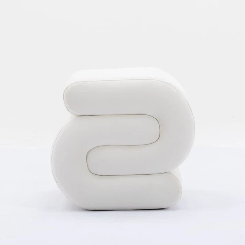 Velvet Fabric S-shape Ottoman Makeup Stool Footstool