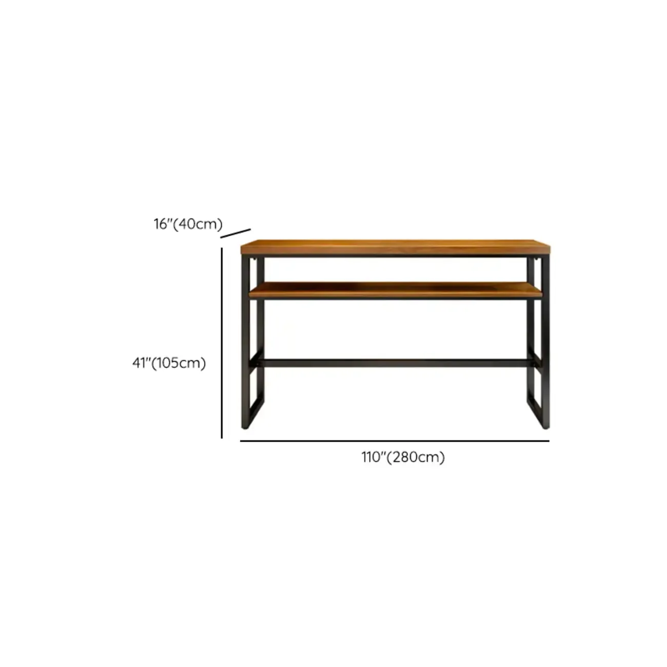 Modern Brown Wooden Metal Sled Shelf Bar Tables with Footrest