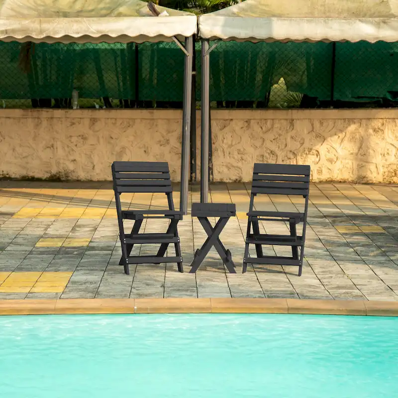 Las Cabos Fully Assembled All-Weather Outdoor Folding Bistro Set - 3-piece