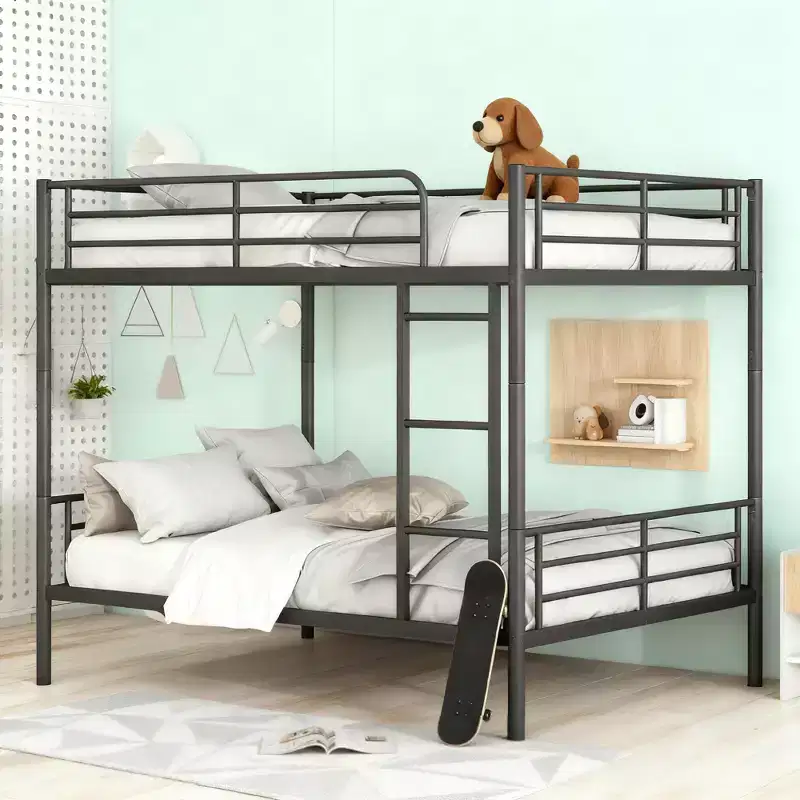 Luxystar Full over Full Bunk Bed, Metal Frame with Safety Guardrails, Split into Two Standalone Beds for Apartment