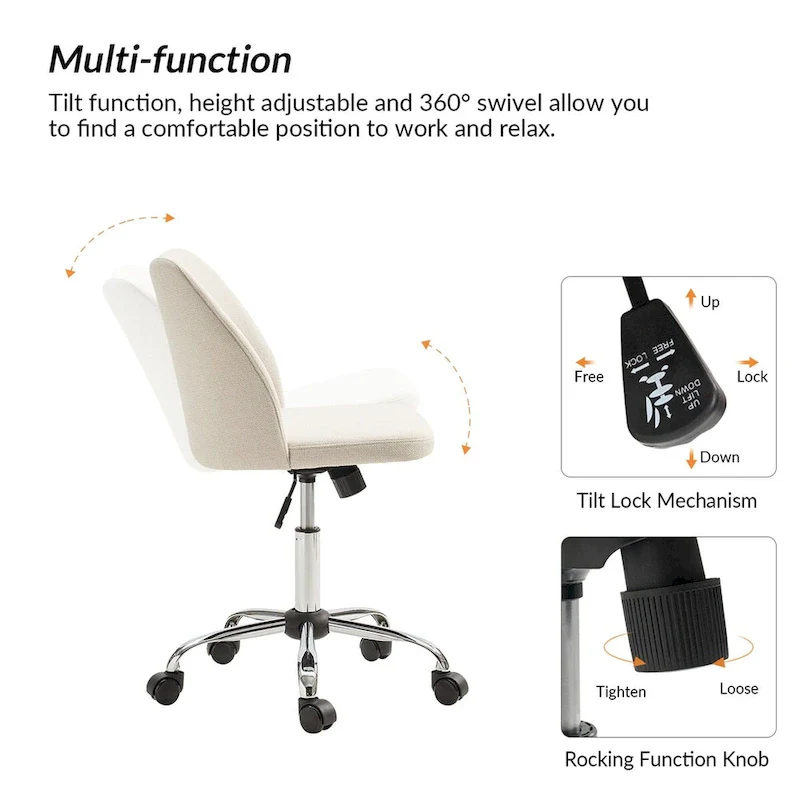 Sergio Modern Armless Office Chair with Mental Leg by HULALA HOME
