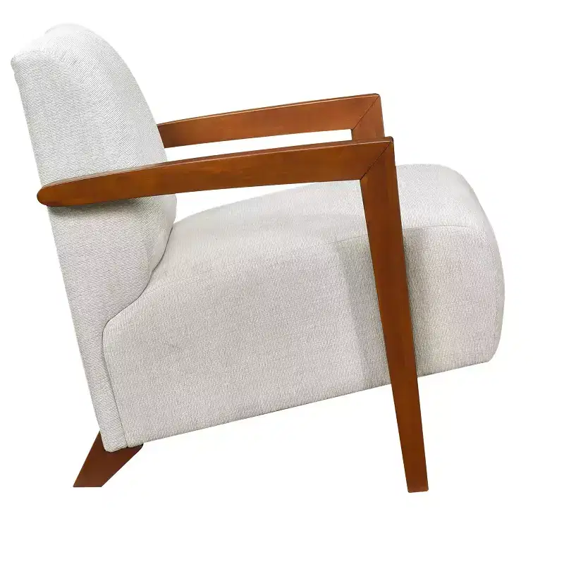 GDFStudio Nolan Mid-Century Modern Wood Chenille Upholstered Accent Chair