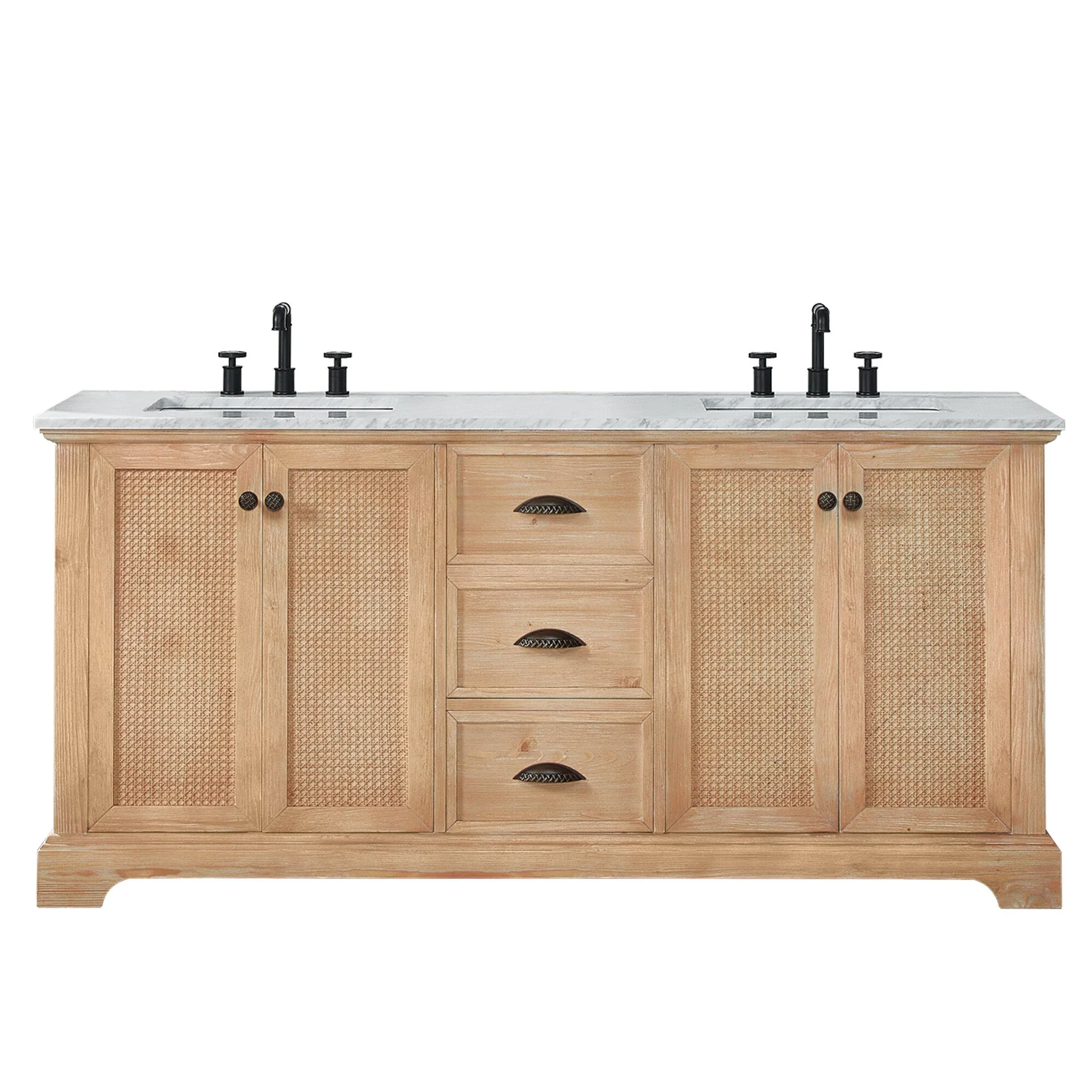 Hervas Bath Vanity with Natural Marble Top without Mirror