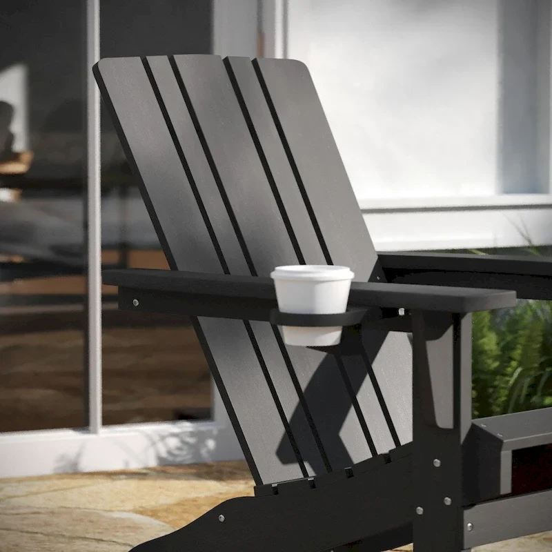 All-Weather Rocking Adirondack Chair with Swiveling Cupholder