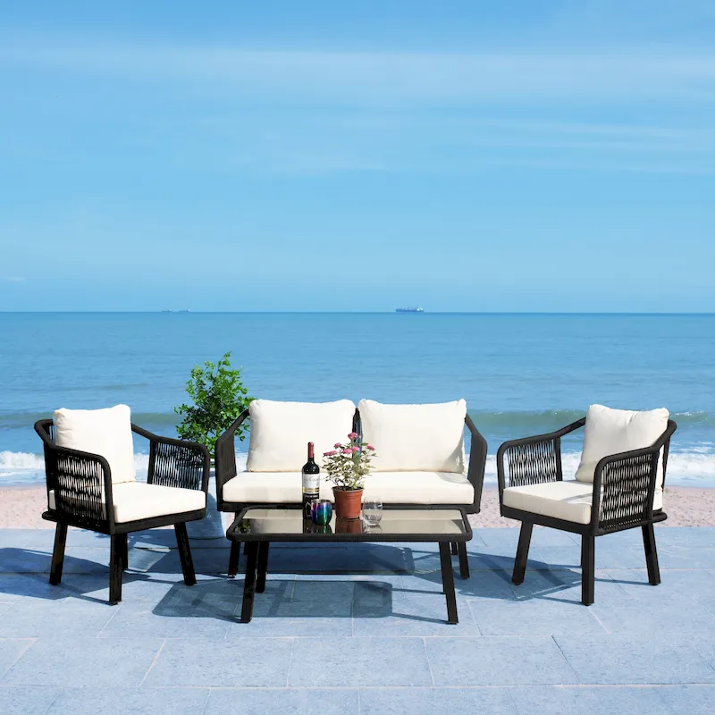 SAFAVIEH Outdoor Arly 4-Piece Rope Patio Set - 39Wx26Dx15H