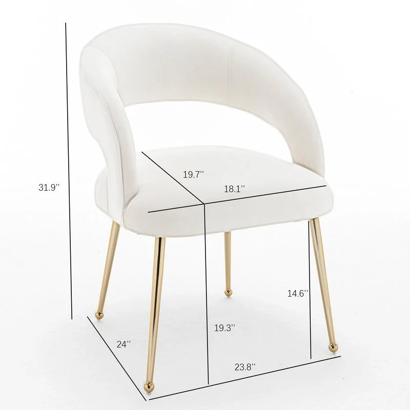 SEYNAR Mid Century Modern Velvet Upolstered Open-Back Dining Chair Set of 6