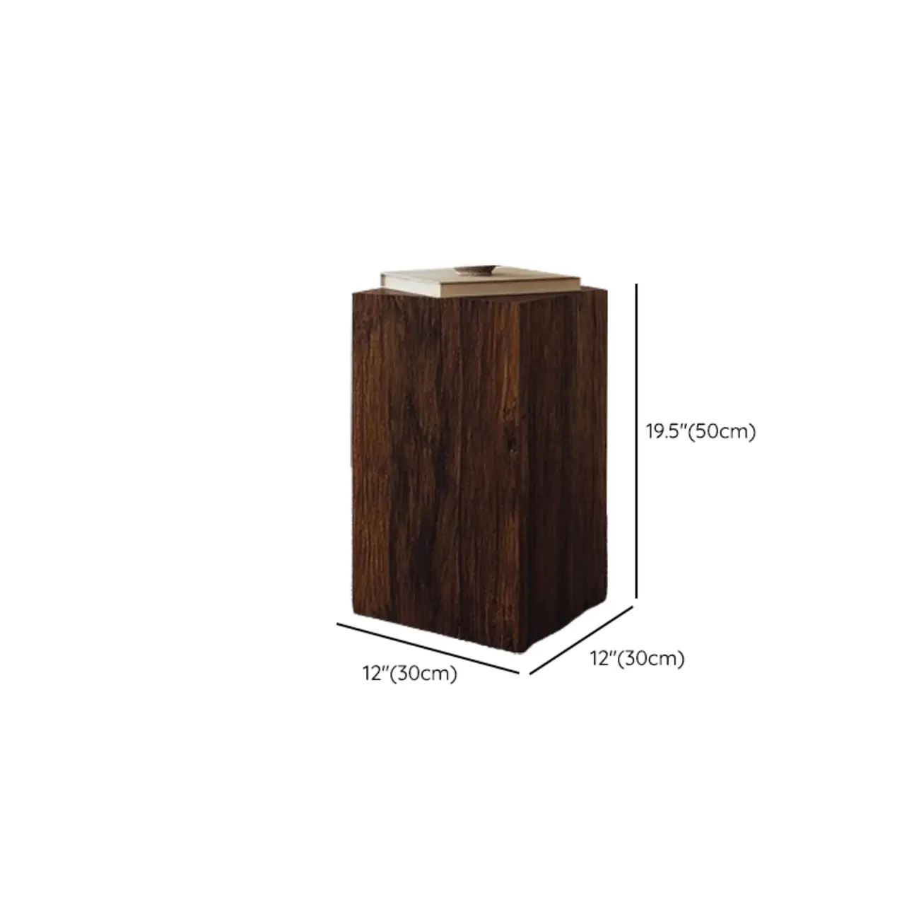 Pillar Rustic Pine Wood Square Accent Side Table