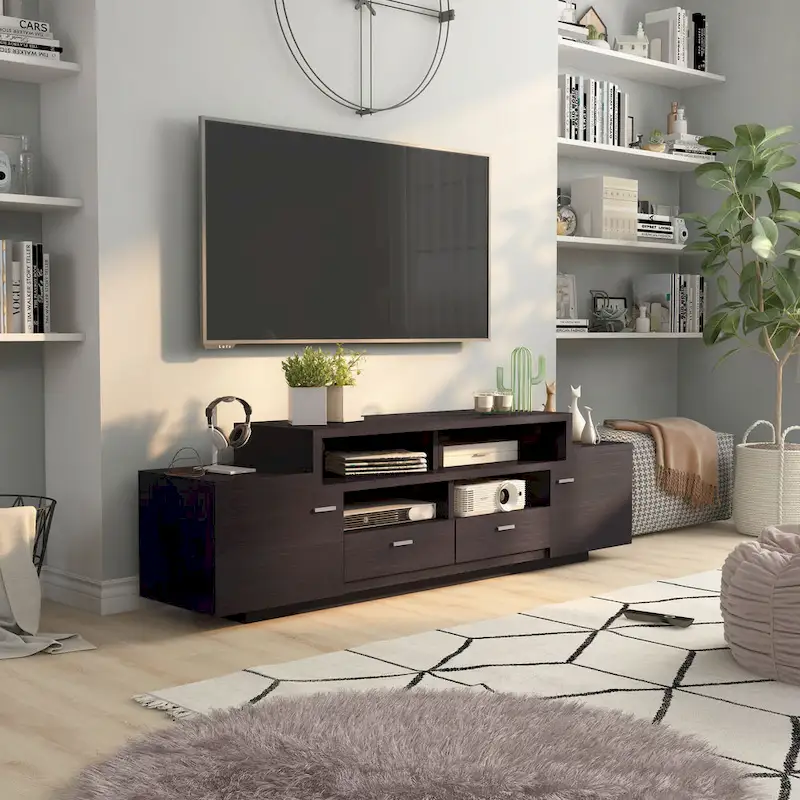 TV Console with 2 Drawers & 2 Cabinets, Fits 70