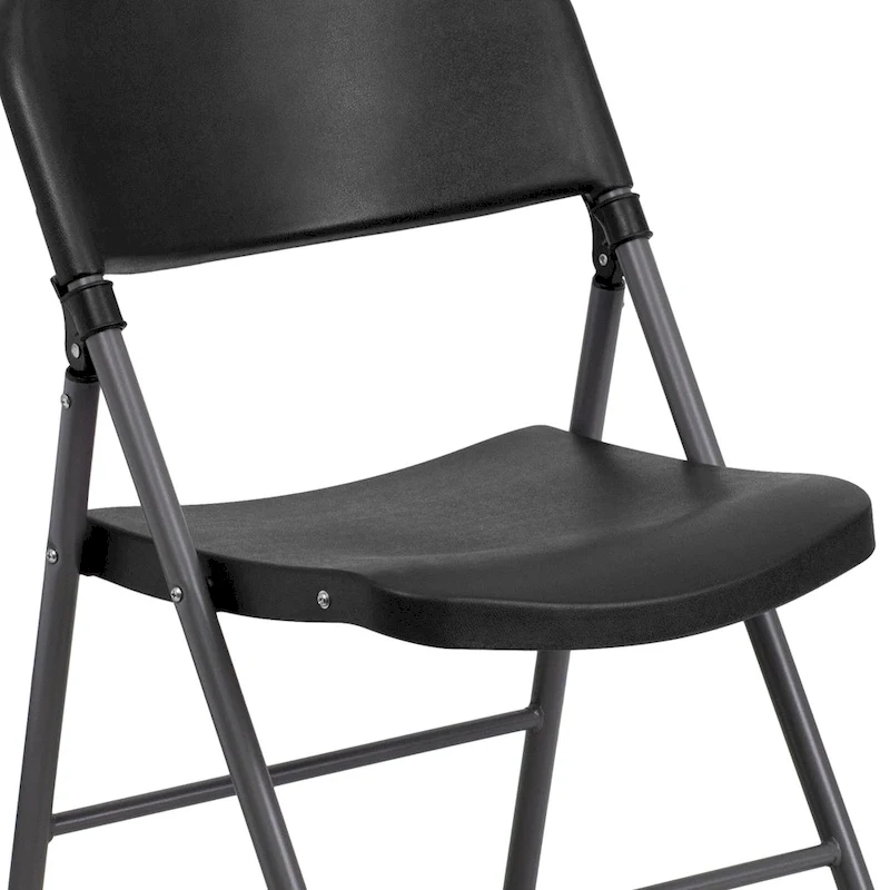 2 PK 330 lb. Capacity Plastic Folding Chair with Charcoal Frame