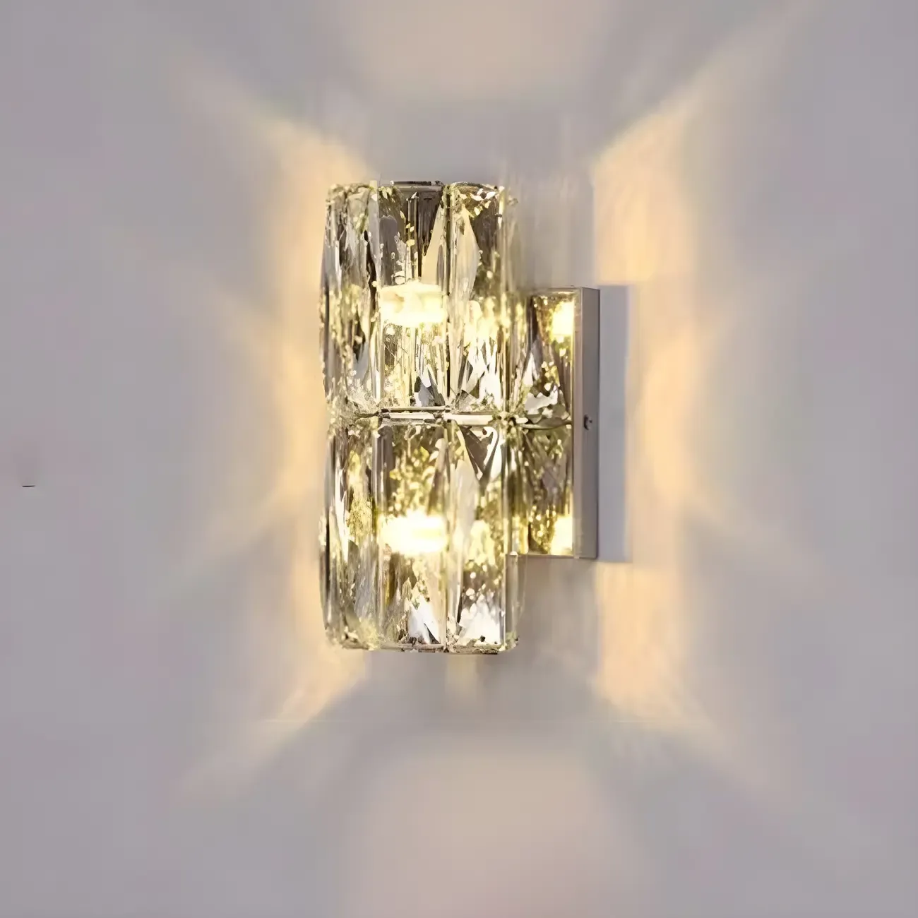 Modern 4-Light Chrome Crystal Cylinder Wall Sconce Light Fixture