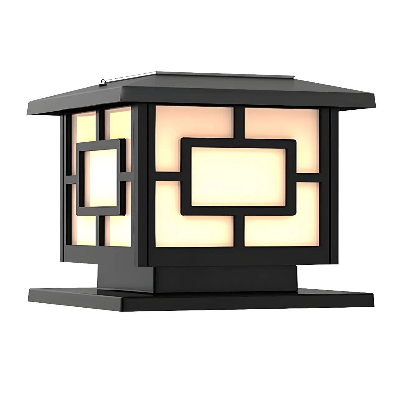 Oriental Black Geometric LED Solar Outdoor Post Lights