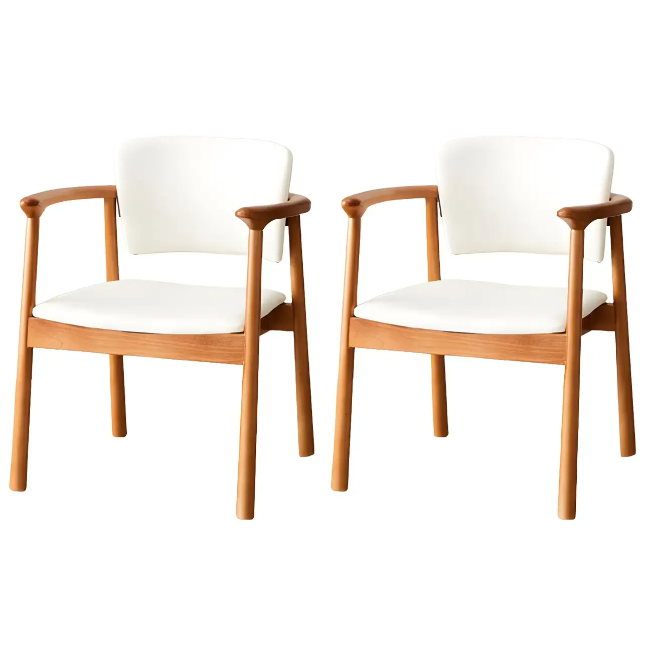 Modern Upholstered Rubberwood Arm Dining Chair Set of 2
