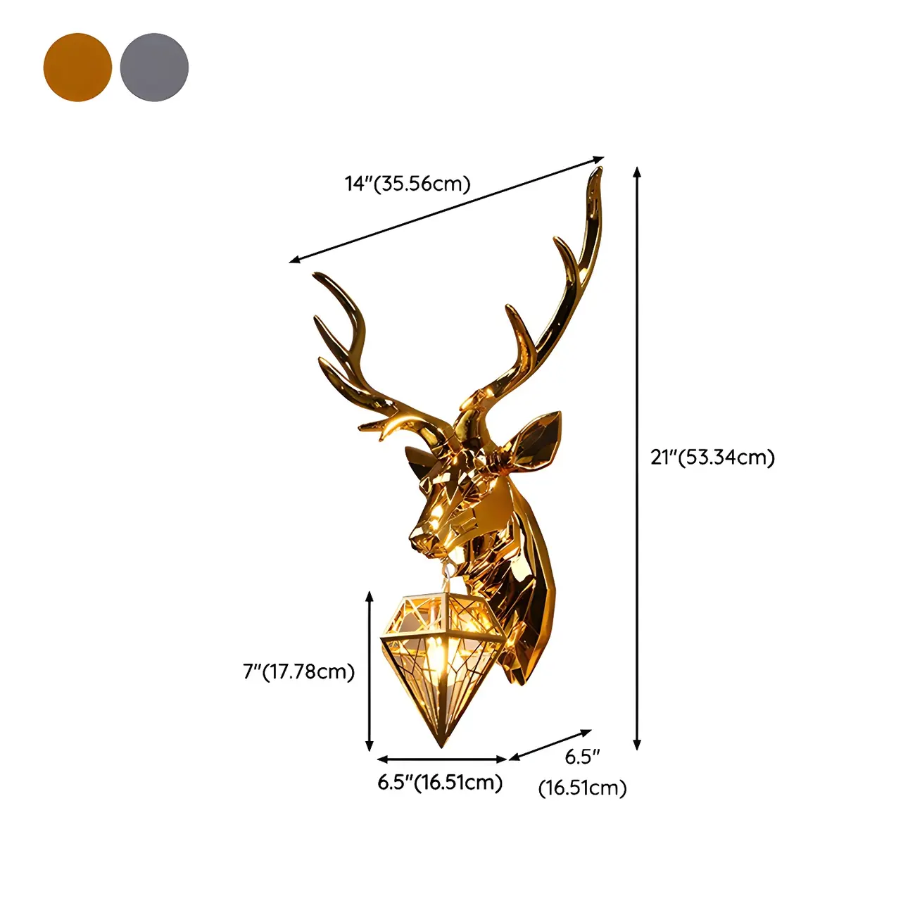 Modern Metal Glossy Deer Head Design Wall Sconce