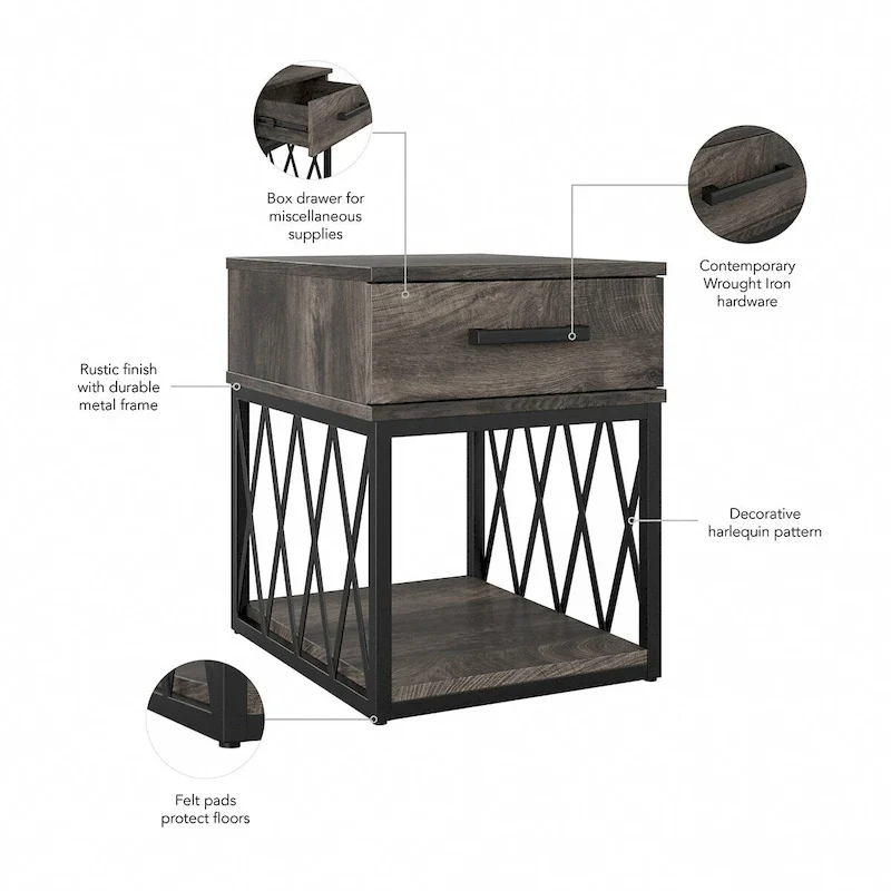 City Park Industrial End Table with Drawer