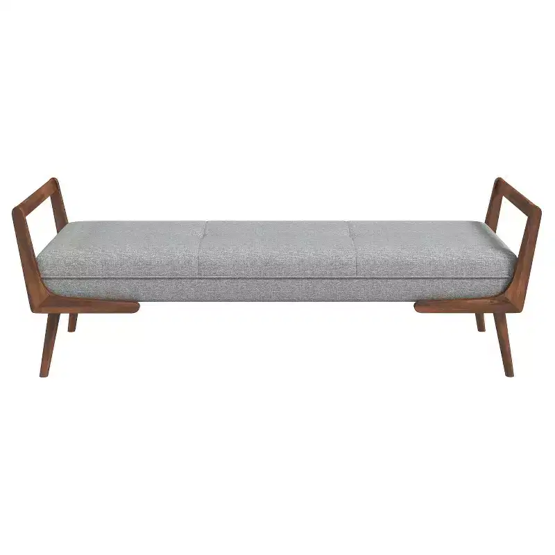 Christopher Knight Home Ford Mid-Century Modern Tufted 51.20 W Fabric Upholstered Solid Wood Bench