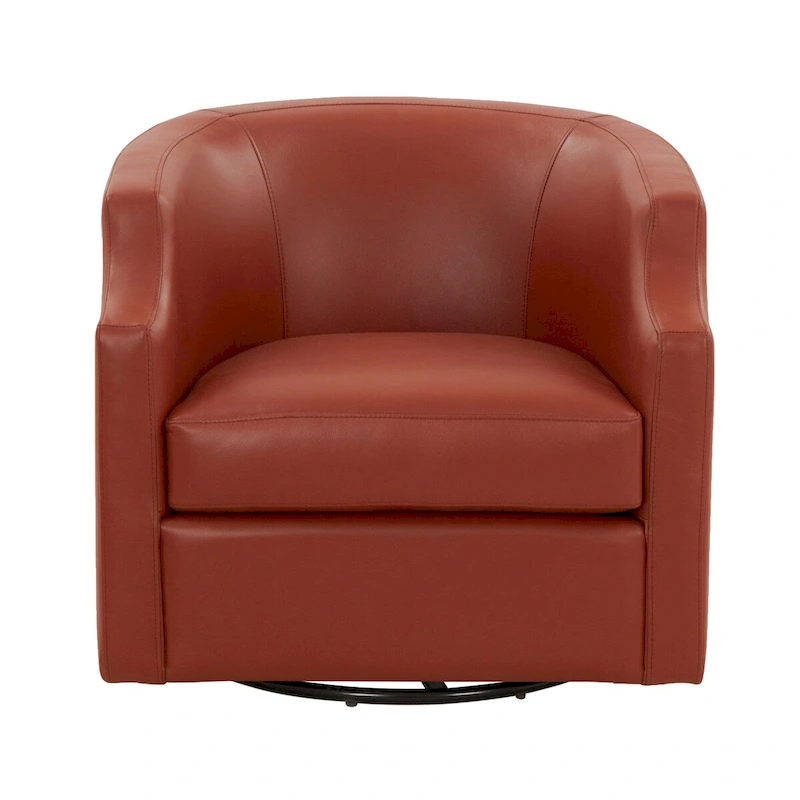 Everette Midnight Blue Top Grain Leather Swivel Glider Barrel Chair by Greyson Living