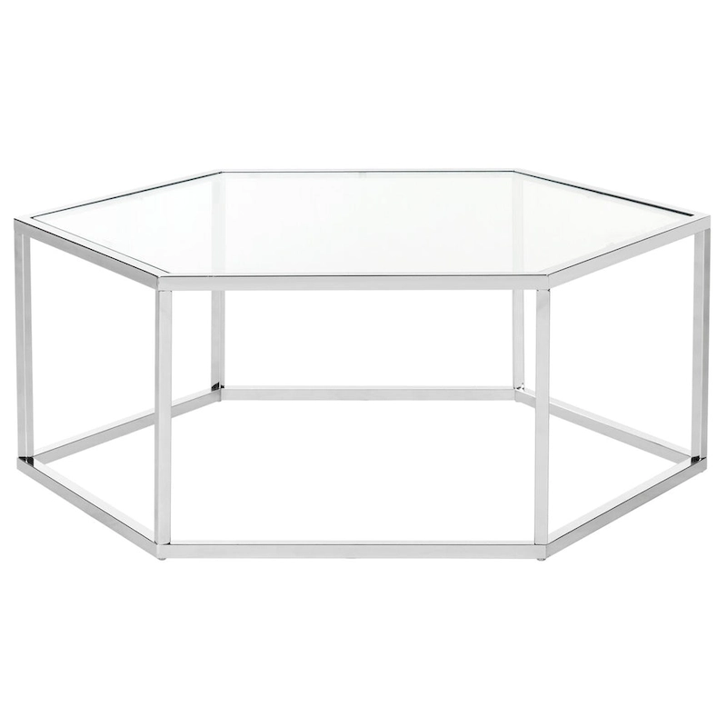 SAFAVIEH Kaycee Glass Chrome Hexagon Coffee Table - 36.2