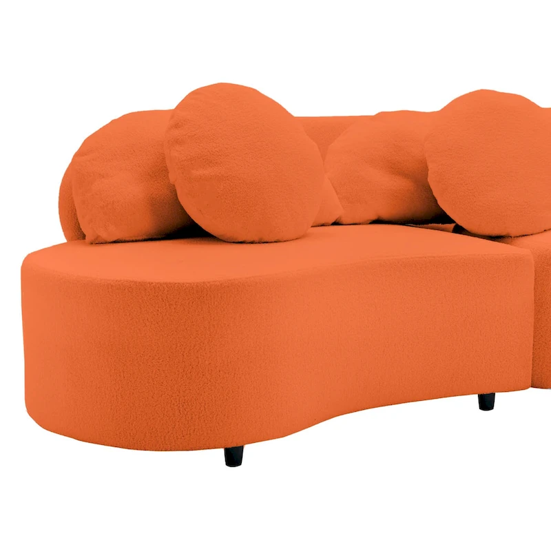 103.5 Lamb Velvet Armless Sofa with 6 Pillows and Floating Design