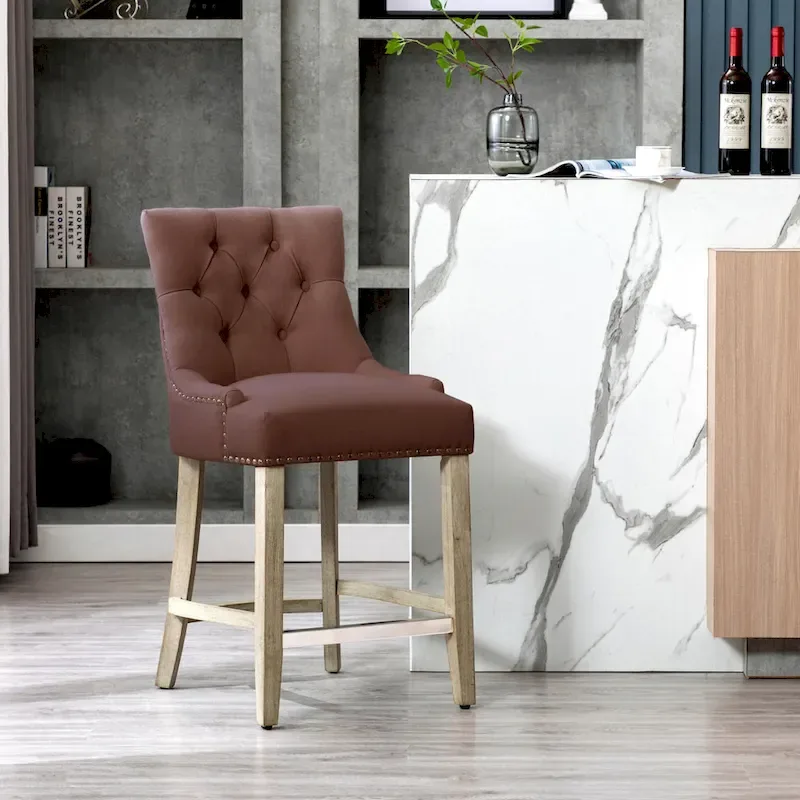 Upholstered Button Tufted Counter Bar Stool