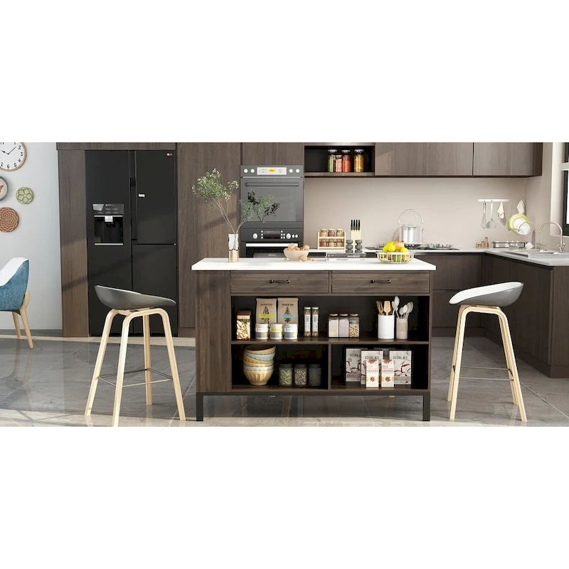 Kitchen Island w/Storage Island Table Kitchen Table w/Large Workspace