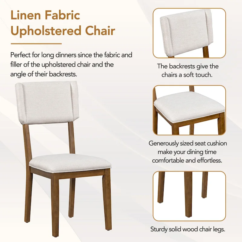 5-Piece Wooden Dining Table Set with 59 Rectangular Table & 4 Chairs