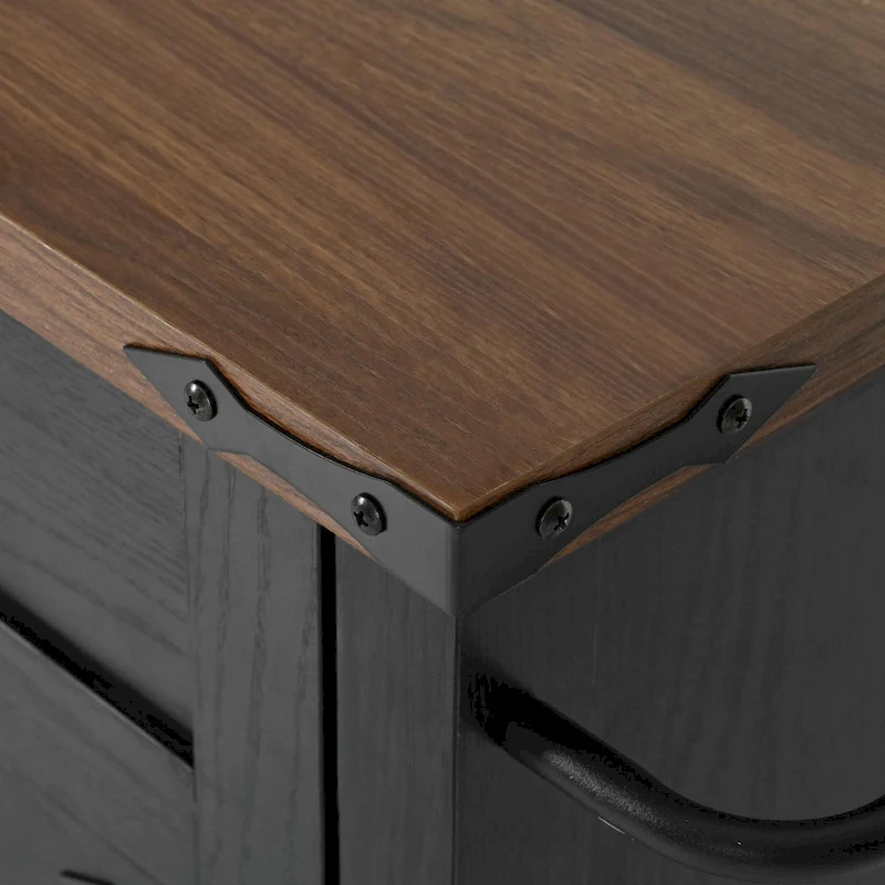 53.5 Farmhouse Kitchen Island - Power Outlet, Drop Leaf, Spice Rack, Drawer, Rolling Cart on Wheels