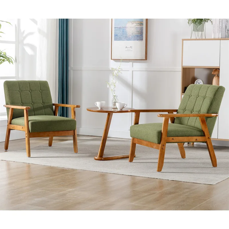 Mid Century Modern Accent Chairs Set of 2 with Side Table