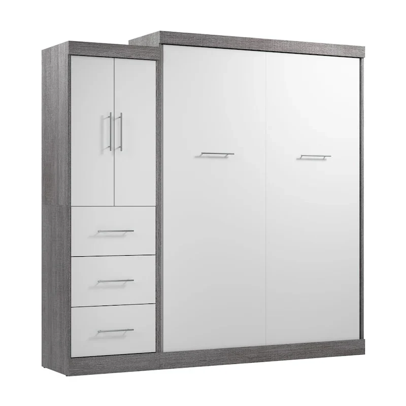 Nebula Queen Murphy Bed with Wardrobe (90W) by Bestar