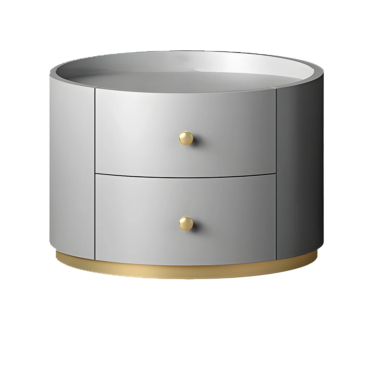 Glam Manufactured Wood Round 2-Drawer Nightstand