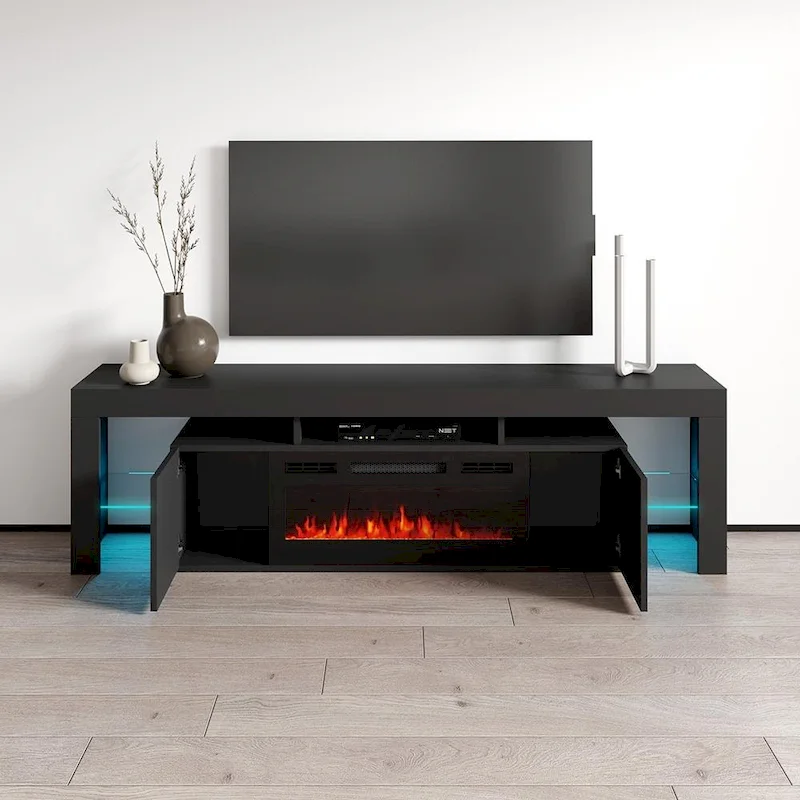 Soleo BL-EF Electric Fireplace 79 TV Stand