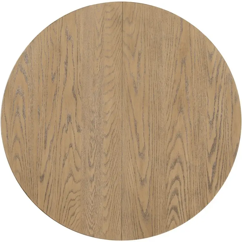 Farmhouse Round Extendable Dining Table with 16 Leaf Wood