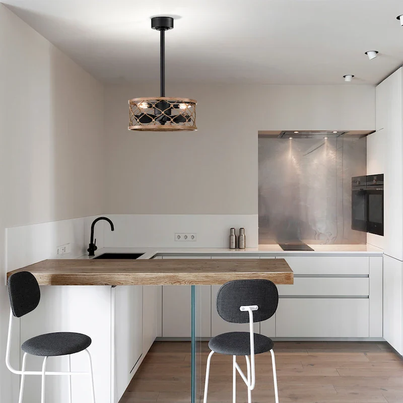 Marzell 16 Inch Modern Wood Grain Fandelier - N/A