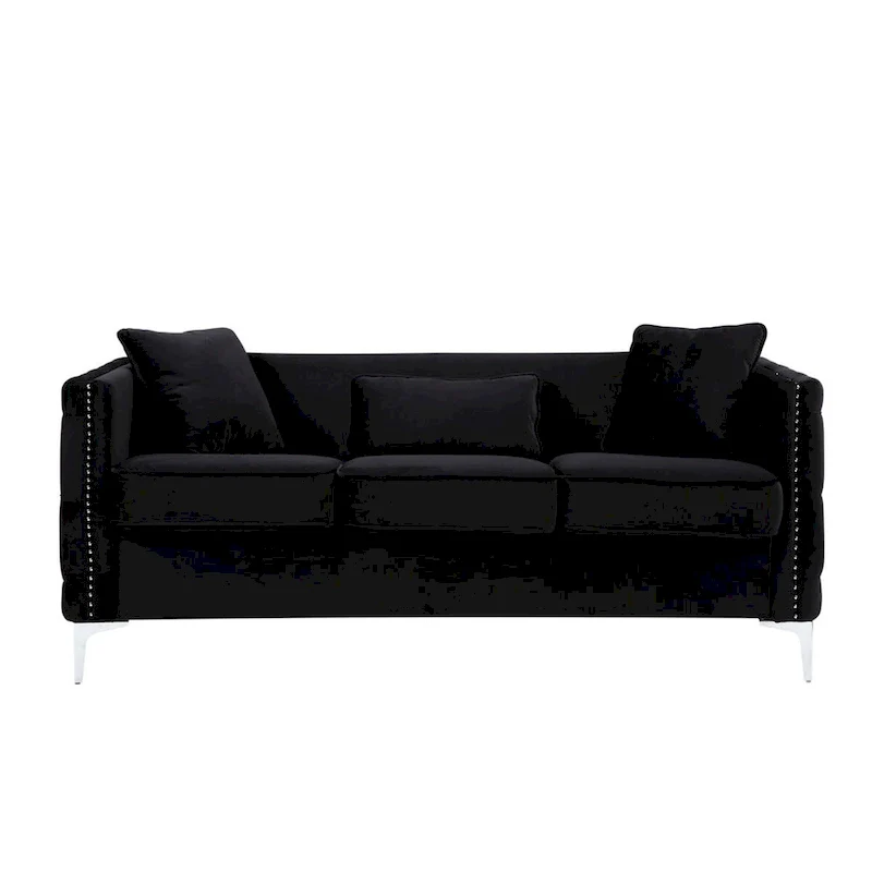 Velvet Living Room Set in Black