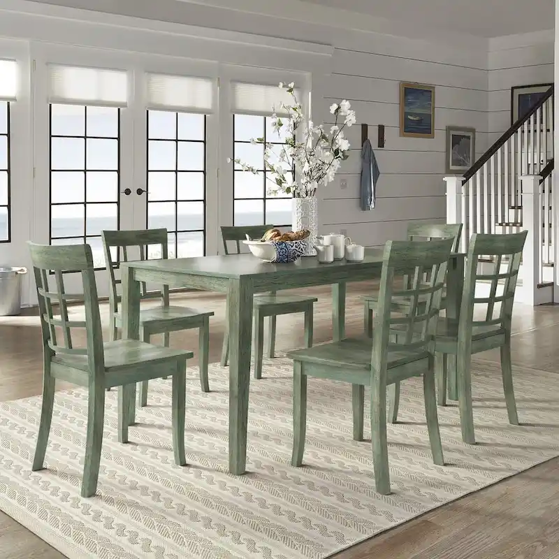 Wilmington II 60-Inch Rectangular Antique Sage Green Dining Set by iNSPIRE Q Classic