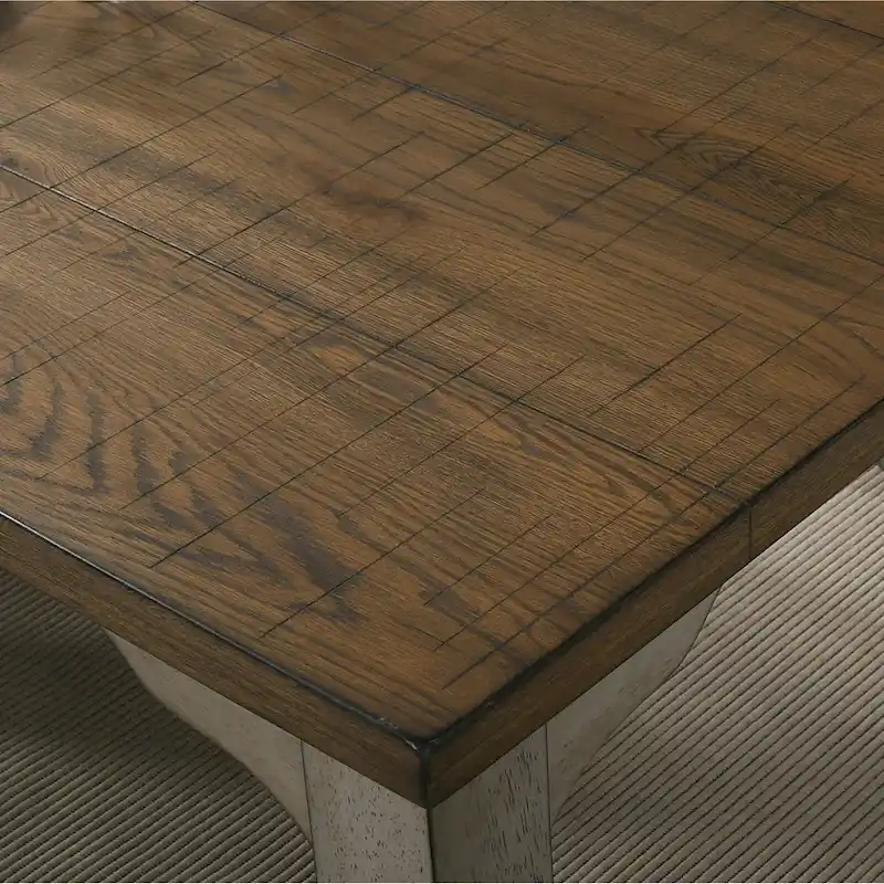 Roundhill Furniture Breda Antique Gray and Dark Oak Finished Wood Dining Set, Table with Six Chairs