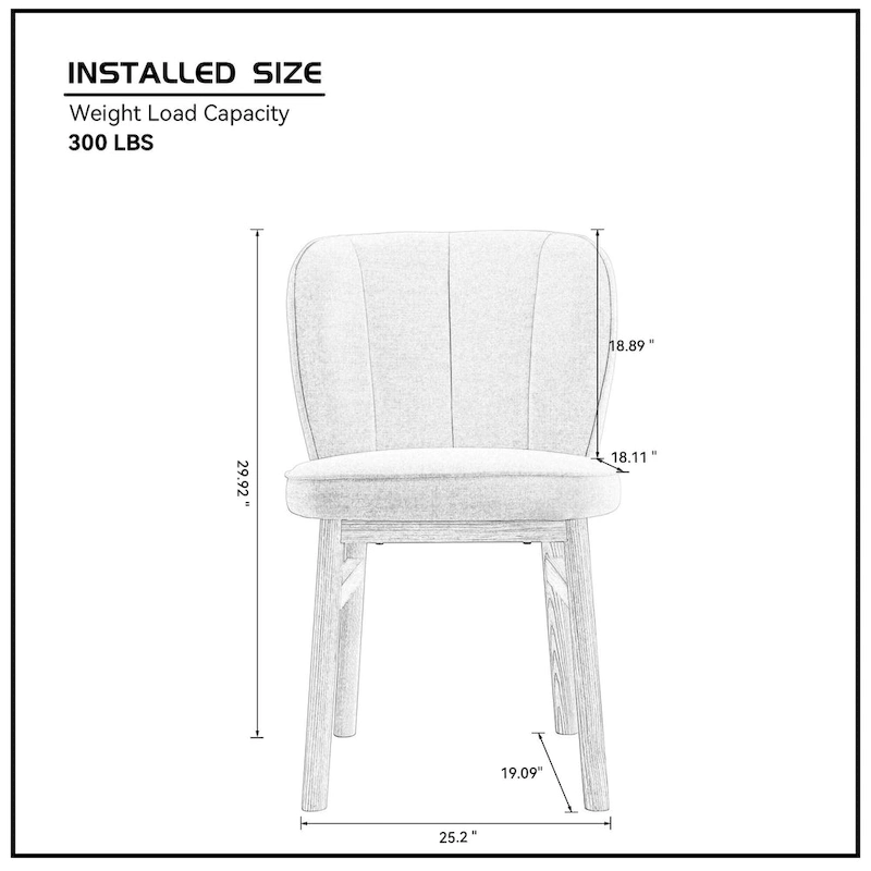 Wooden Frame Upholstered Shell Dining Chairs set of 2