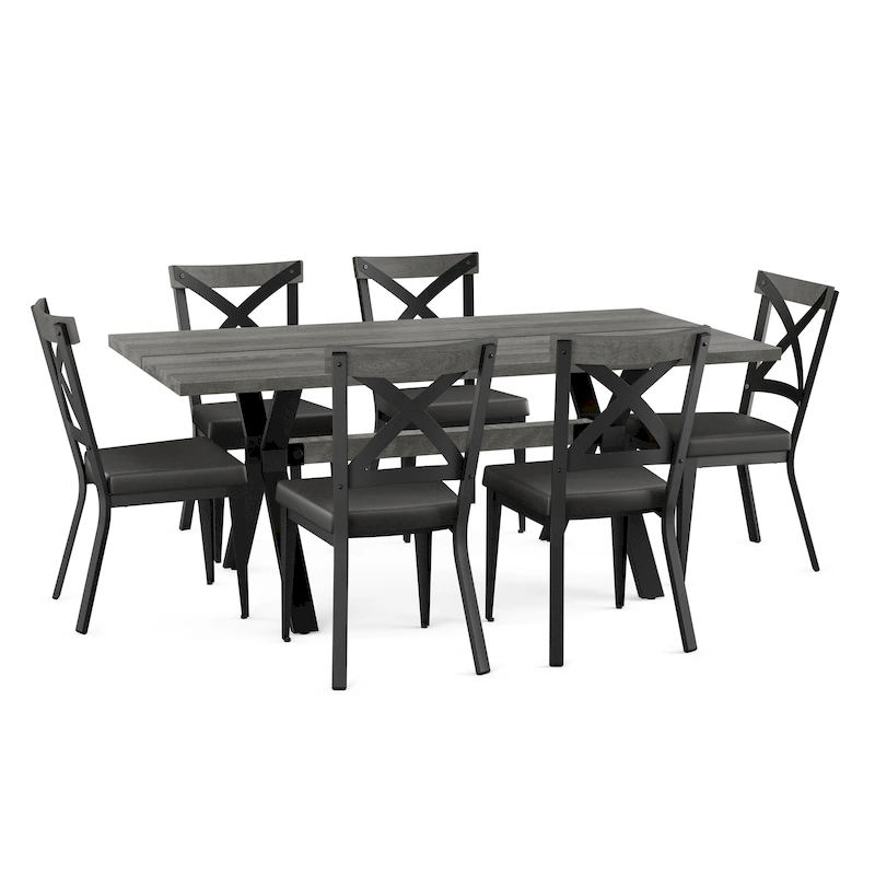 Amisco Leonie Wood Table and Snyder Chairs 7-Pieces Dining Set