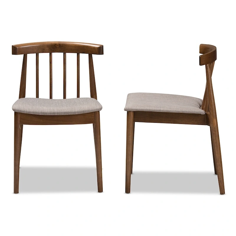 Mid-Century Beige Fabric Dining Chair Set by Baxton Studio