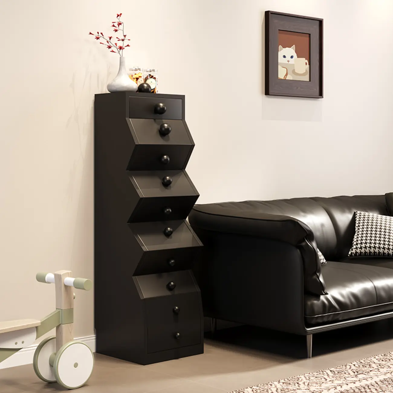 Modern Wood Top 3 Drawers Nightstand with Legs