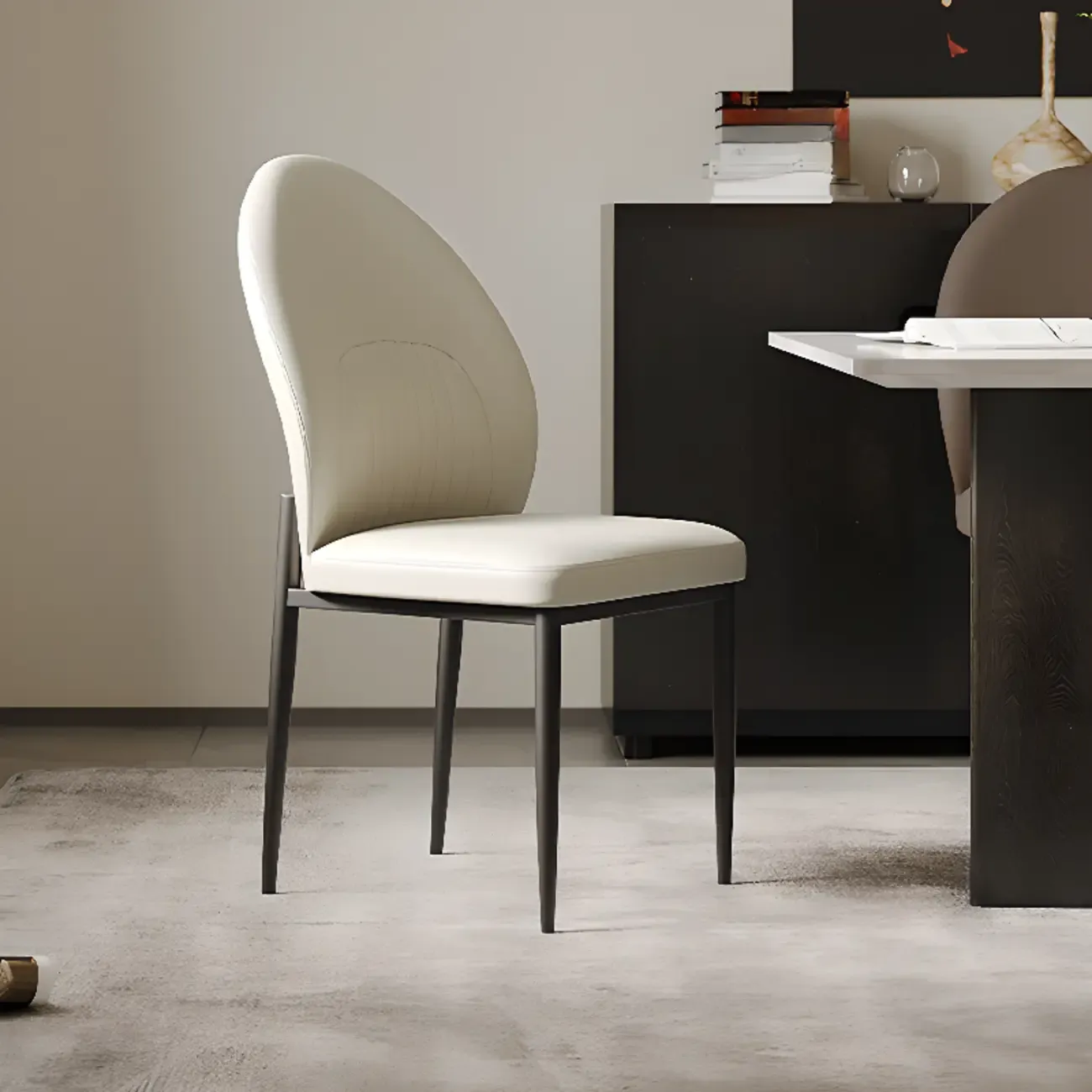 Modern Oval Back Faux Leather Armless Dining Chair