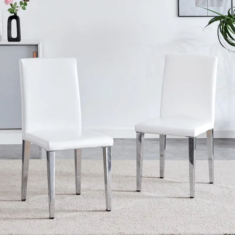 Dining Chairs Set of 4,Modern Kitchen & Dining Room Chairs,Faux Leather Cushion Seat Metal Legs