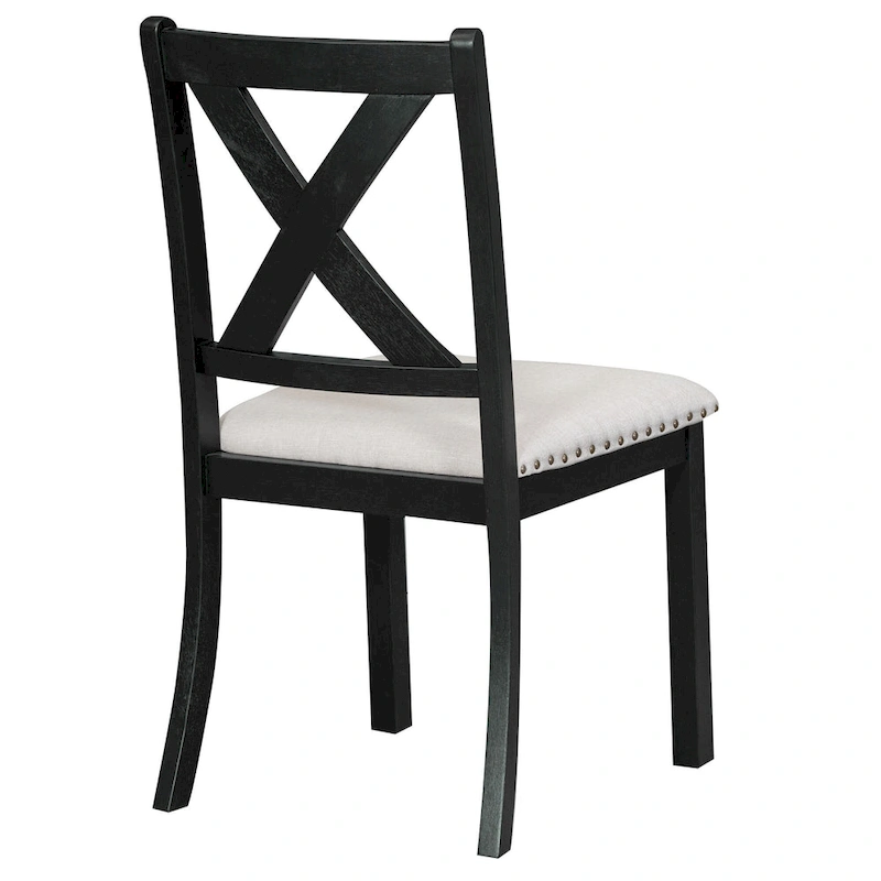 Black 6-Piece Wooden Dining Table Set with Extendable Table & 4 Chairs & Bench