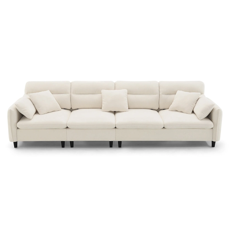 110 Modern L-Shaped Convertible 5-Seat Sectional Sofa with Removable Ottoman and 5 Cushions, Plush Chenille Fabric